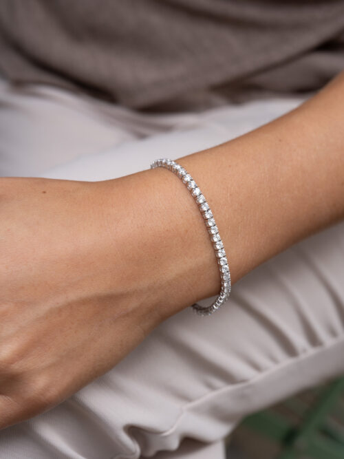 Trotters 14ct White Gold 6ct Lab Grown Diamond Tennis Bracelet