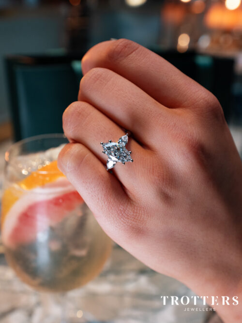 Trotters Platinum 2.01ct Marquise Cut Lab Grown Diamond Ring With Pear Shape Shoulders
