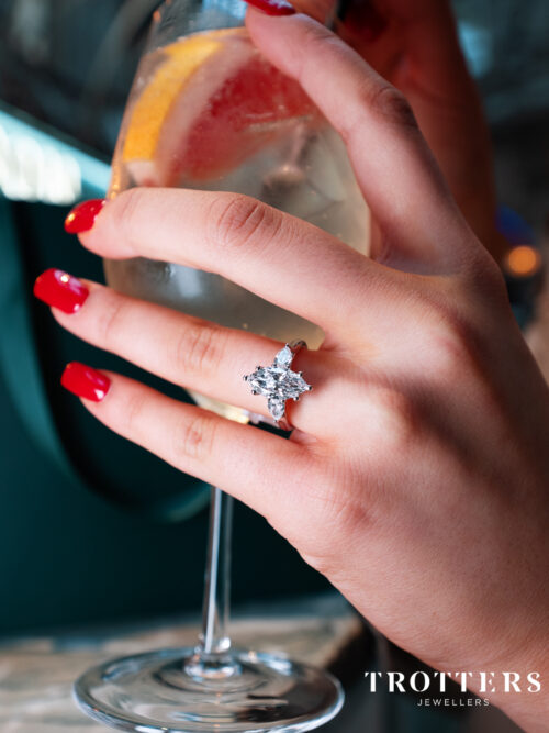 Trotters Platinum 2.01ct Marquise Cut Lab Grown Diamond Ring With Pear Shape Shoulders