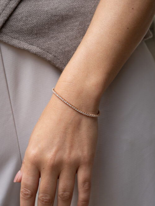 Trotters 18ct Rose Gold 3ct Natural Diamond  Tennis Bracelet