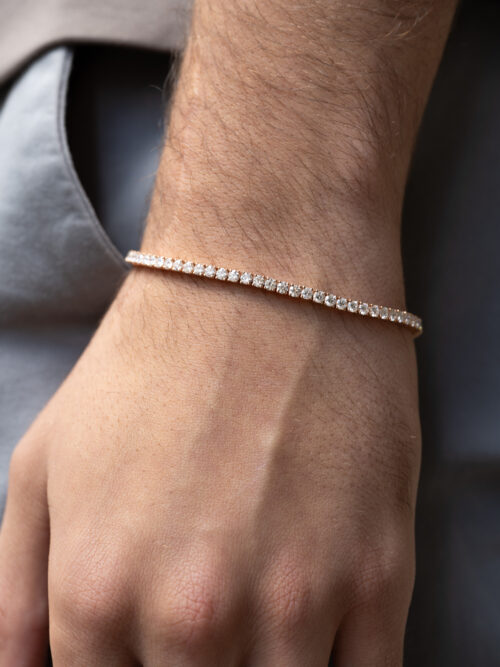 Trotters 18ct Rose Gold 5ct Natural Diamond Tennis Bracelet