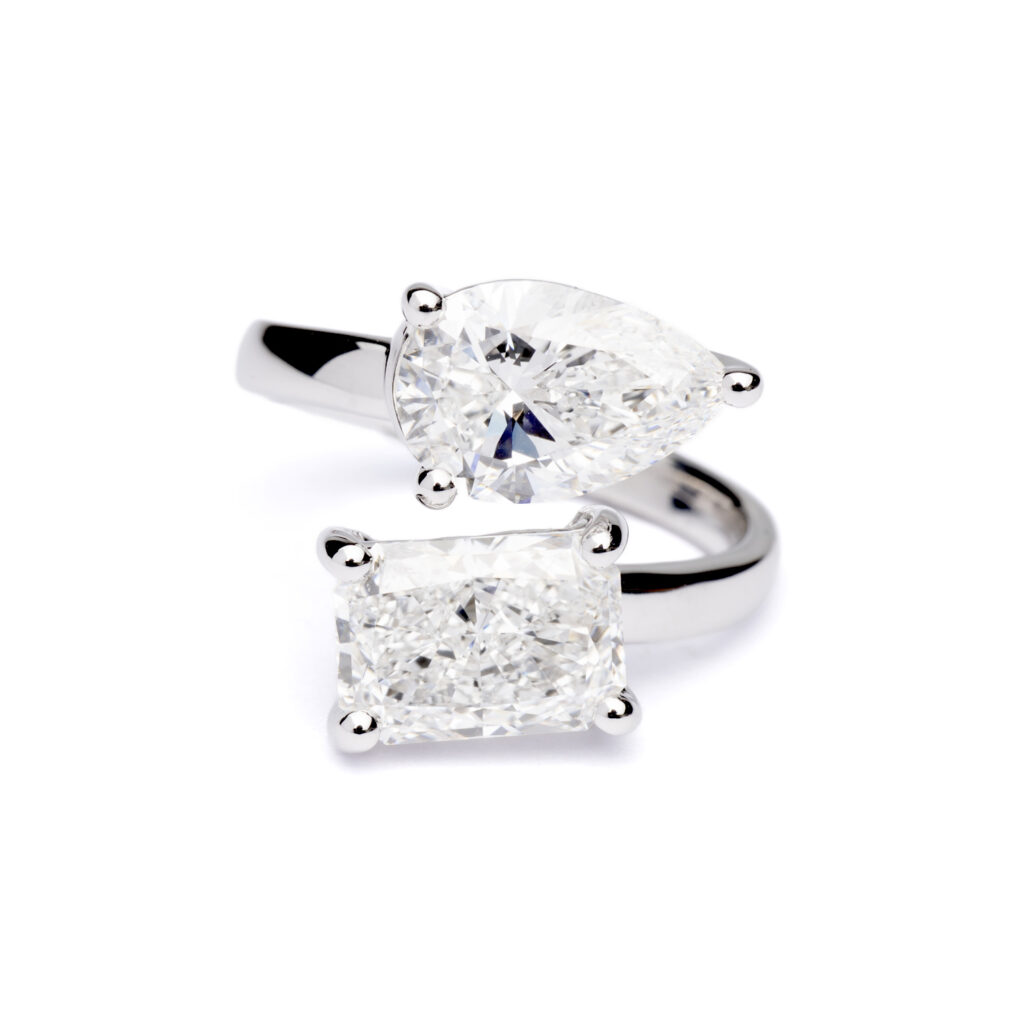 Trotters Platinum 4.06ct Toi Et Moi Lab Grown Diamond Ring