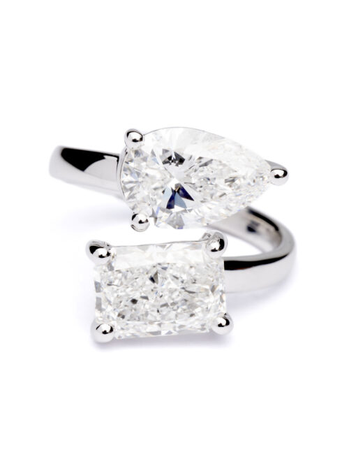 Trotters Platinum 4.06ct Toi Et Moi Lab Grown Diamond Ring