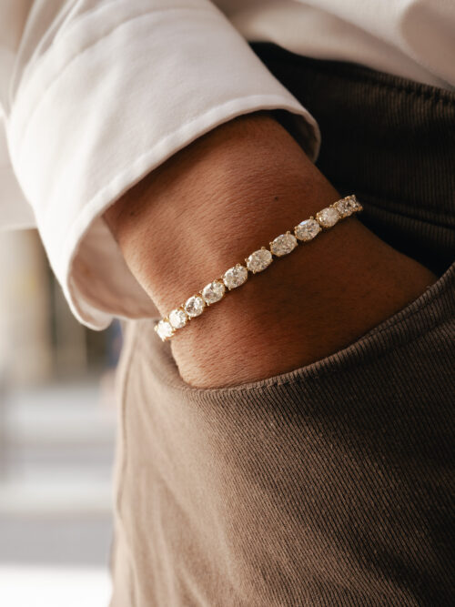 Trotters 9ct Yellow Gold 17.80ct Lab Grown Diamond Tennis Bracelet