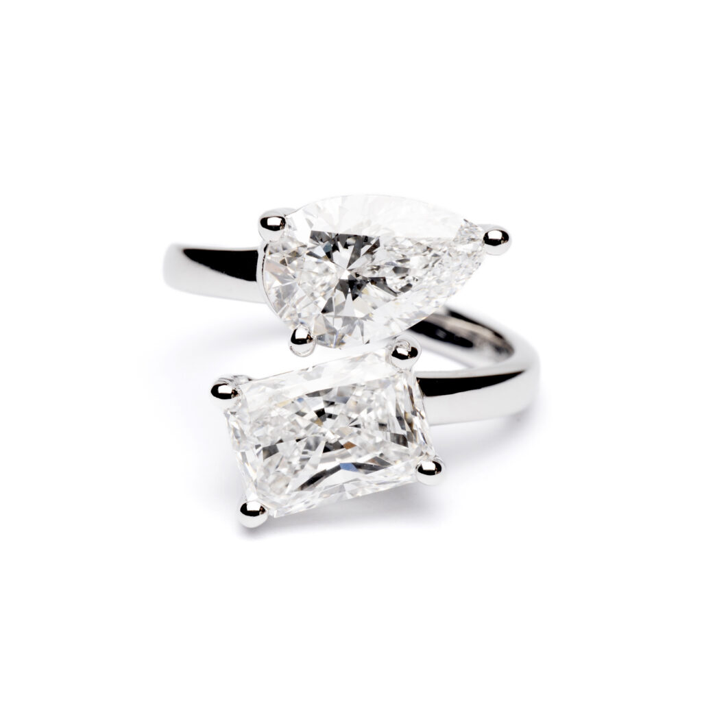Trotters Platinum 4.09ct Toi Et Moi Lab Grown Diamond Ring