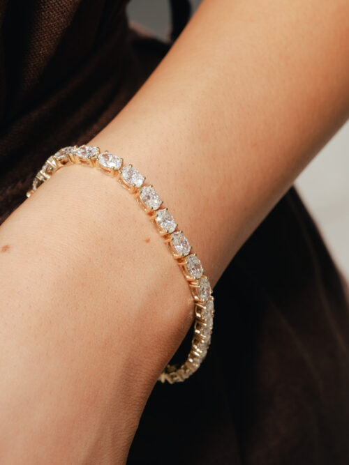Trotters 9ct Yellow Gold 14ct Lab Grown Diamond Tennis Bracelet