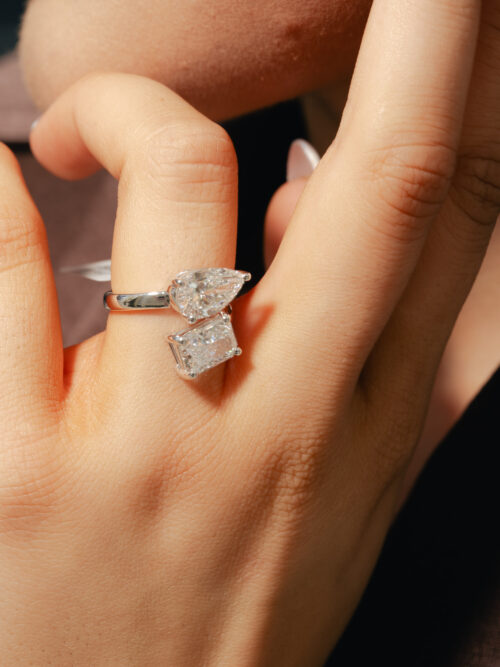 Trotters Platinum 4.06ct Toi Et Moi Lab Grown Diamond Ring