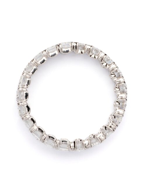 Trotters 9ct White Gold 2.43ct Emerald Cut And 1.47ct Oval Cut Lab Grown Diamond Eternity Ring