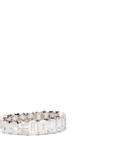 Trotters 9ct White Gold 2.43ct Emerald Cut And 1.47ct Oval Cut Lab Grown Diamond Eternity Ring