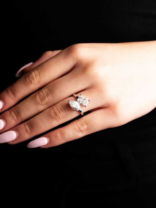 Trotters Platinum 4.09ct Toi Et Moi Lab Grown Diamond Ring