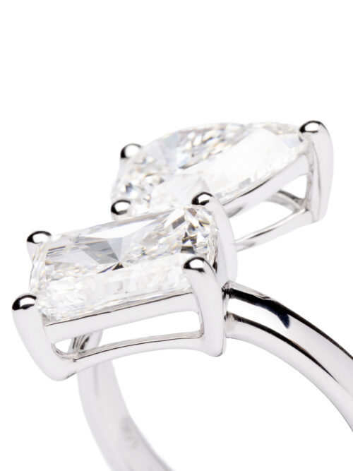 Trotters Platinum 4.09ct Toi Et Moi Lab Grown Diamond Ring