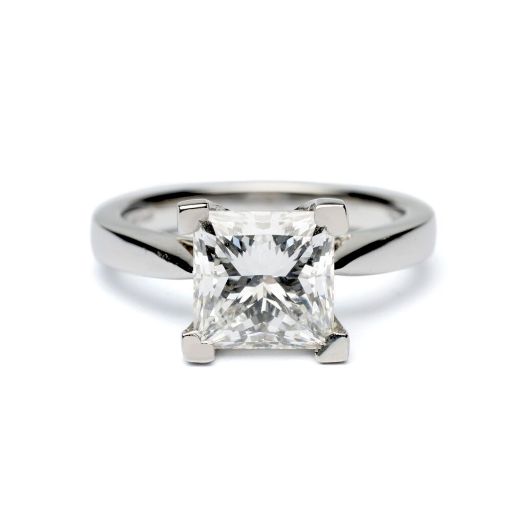 Trotters Platinum 2.45ct Princess Cut Lab Grown Diamond Ring