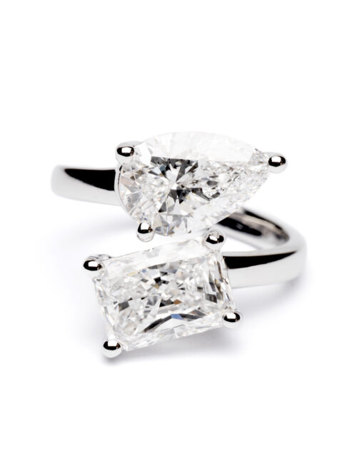 Trotters Platinum 4.09ct Toi Et Moi Lab Grown Diamond Ring