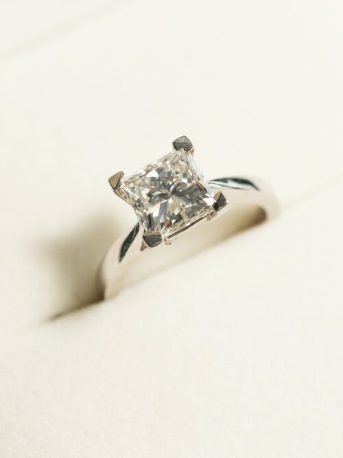 Trotters Platinum 2.45ct Princess Cut Lab Grown Diamond Ring