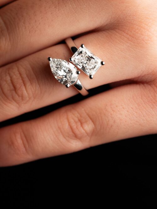 Trotters Platinum 4.09ct Toi Et Moi Lab Grown Diamond Ring