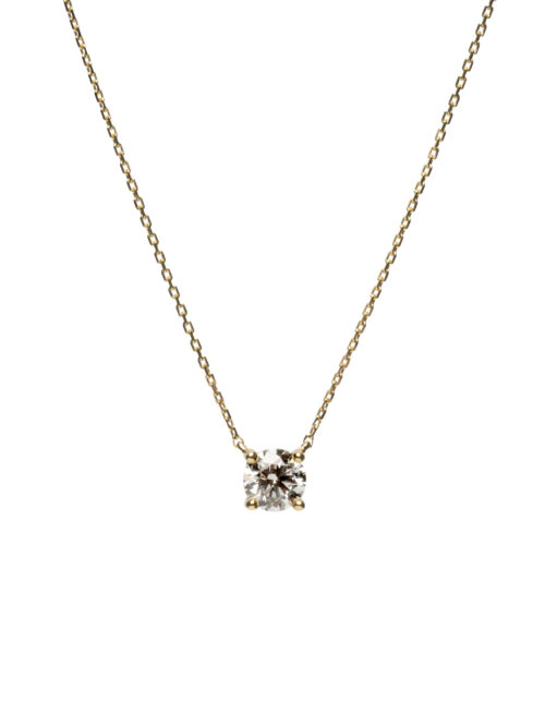 Trotters 18ct Yellow Gold Single Stone Lab Grown Diamond Pendant 1.00ct Round