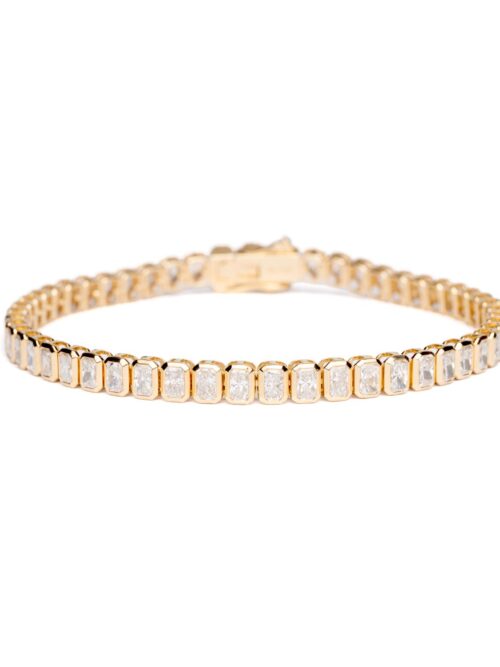 Trotters 9ct Yellow Gold 6ct Radiant Cut Lab Grown Diamond Rubover Bezel Set Bracelet