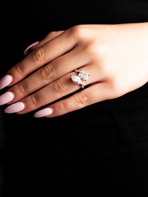Trotters Platinum 4.09ct Toi Et Moi Lab Grown Diamond Ring